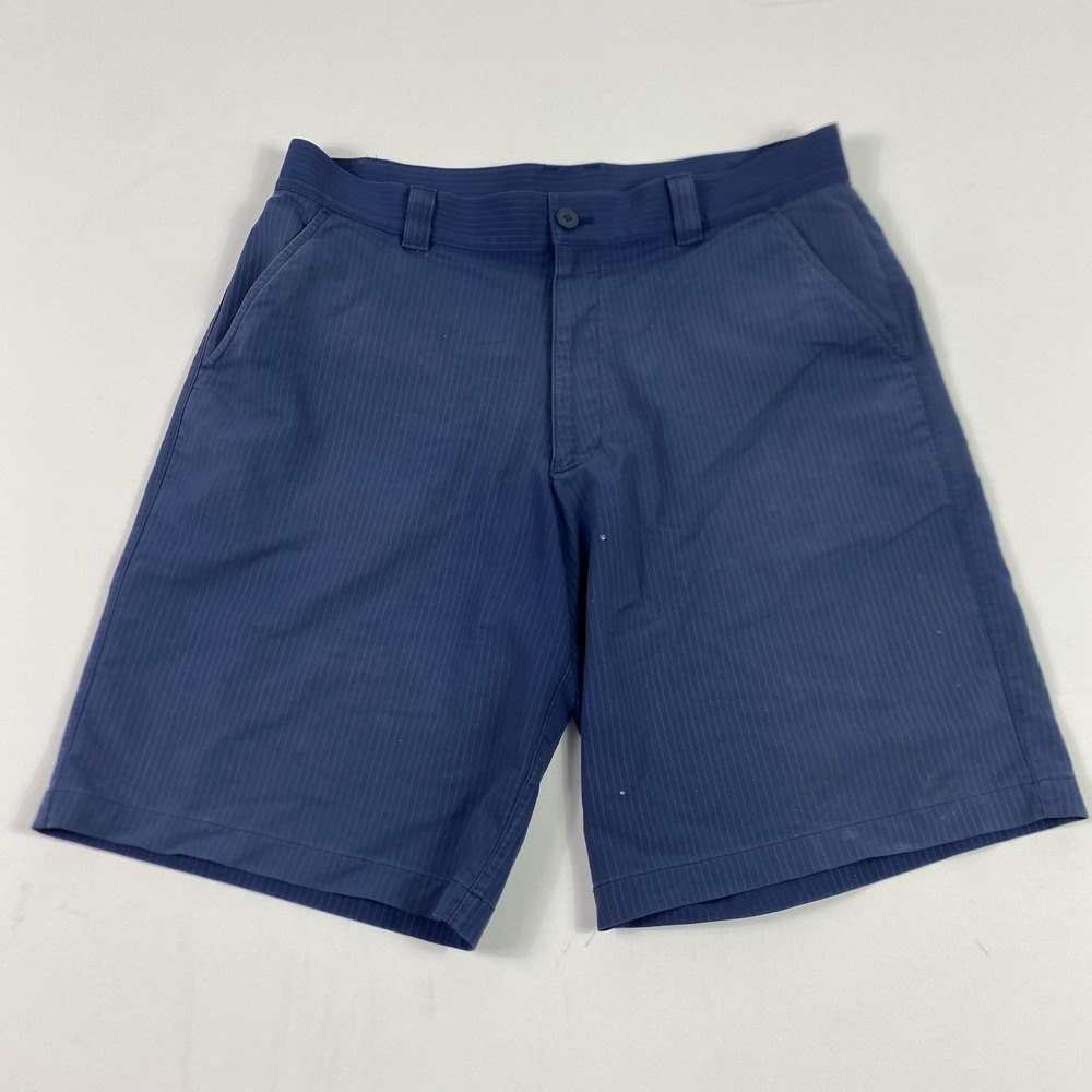 Under Armour Shorts Mens 36 Navy Pinstripe Golf Stretch Performance Logo Chino